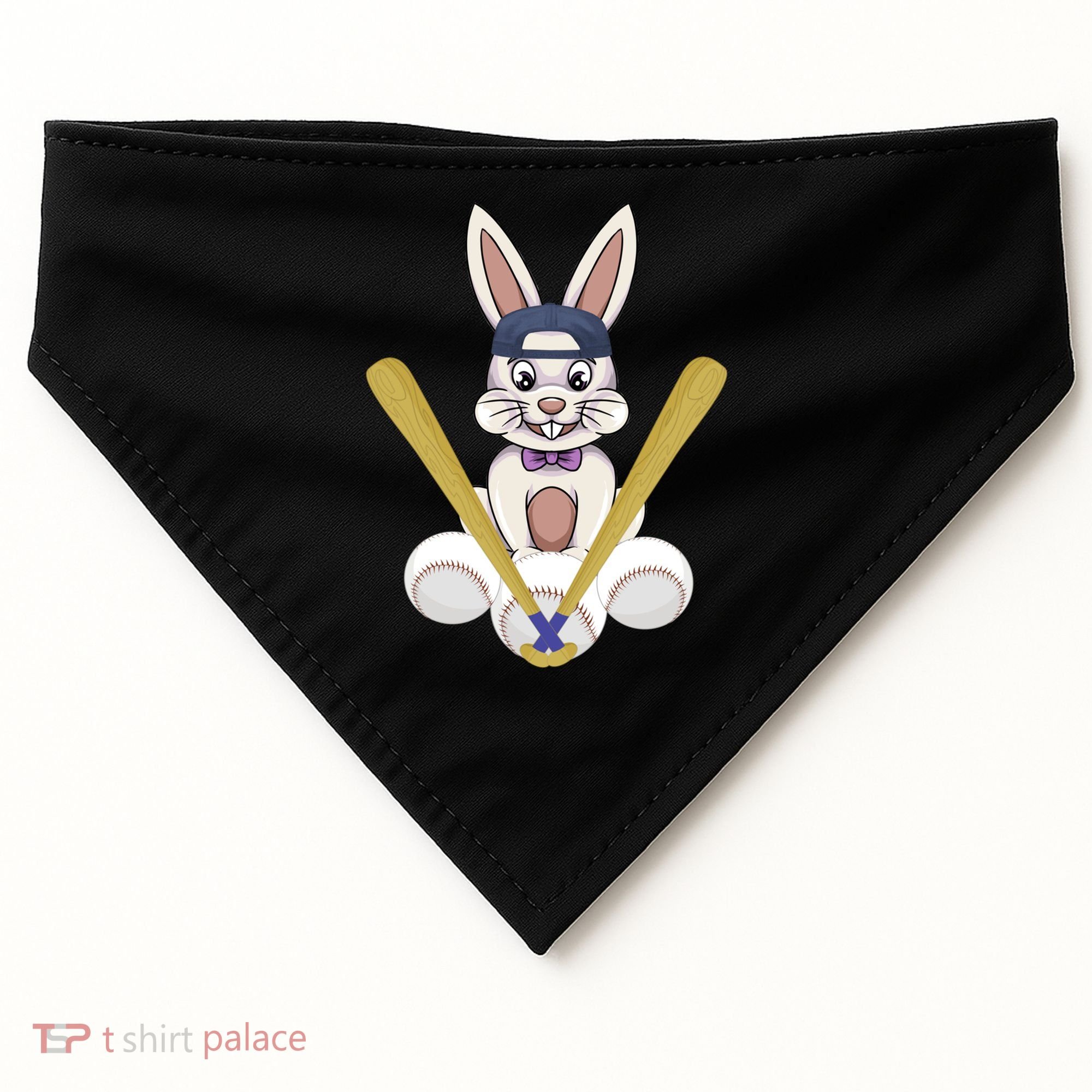 Funny Easter Bunny With Baseball Cap Baseball Lover Pitcher Funny Gift USA-Made Doggie Bandana