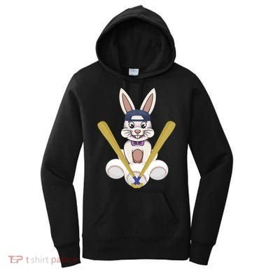 Funny Easter Bunny With Baseball Cap Baseball Lover Pitcher Funny Gift Women's Hoodie