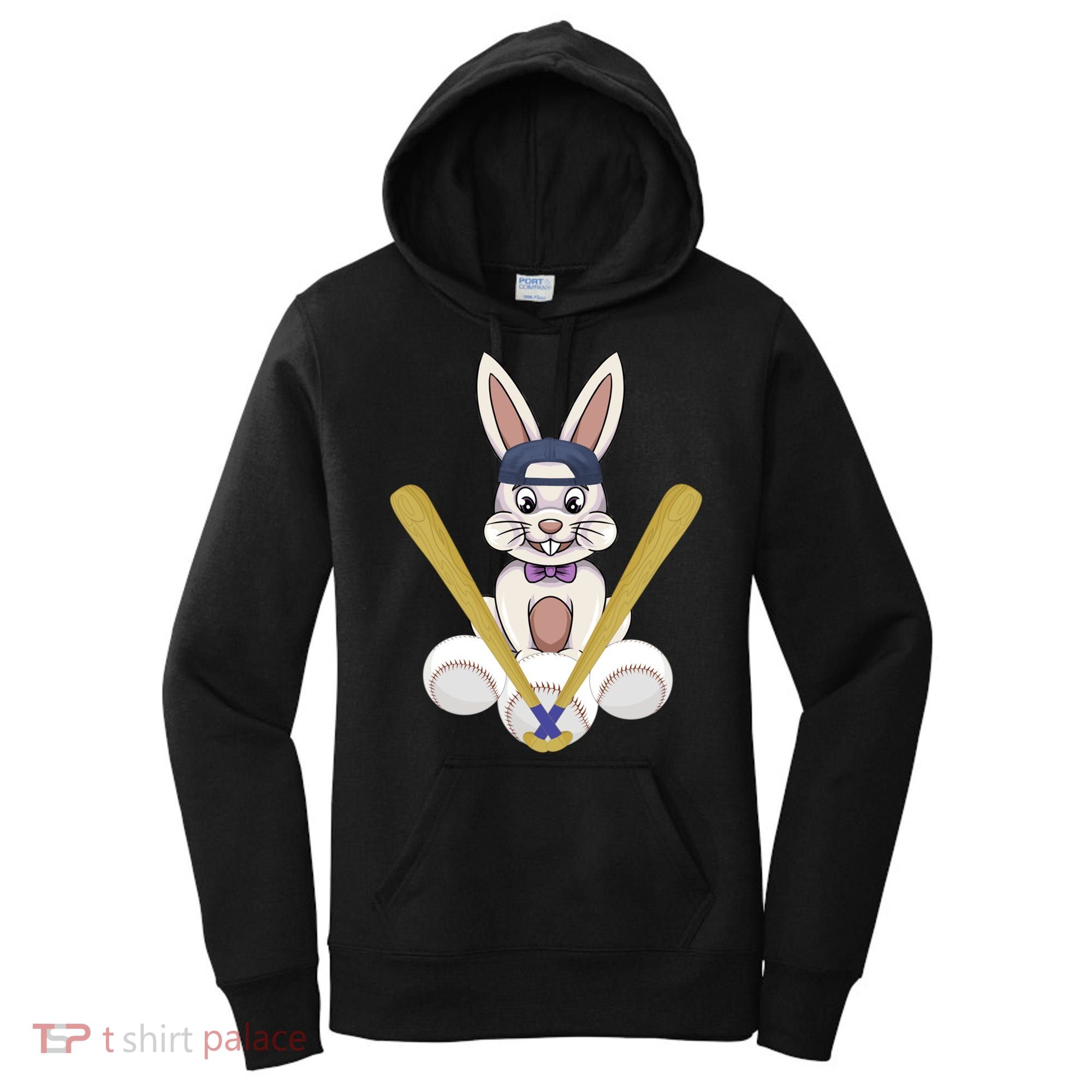 Funny Easter Bunny With Baseball Cap Baseball Lover Pitcher Funny Gift Women's Hoodie
