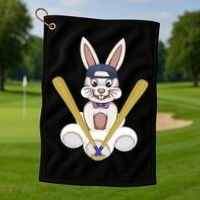 Funny Easter Bunny With Baseball Cap Baseball Lover Pitcher Funny Gift Golf Towel thumb 1
