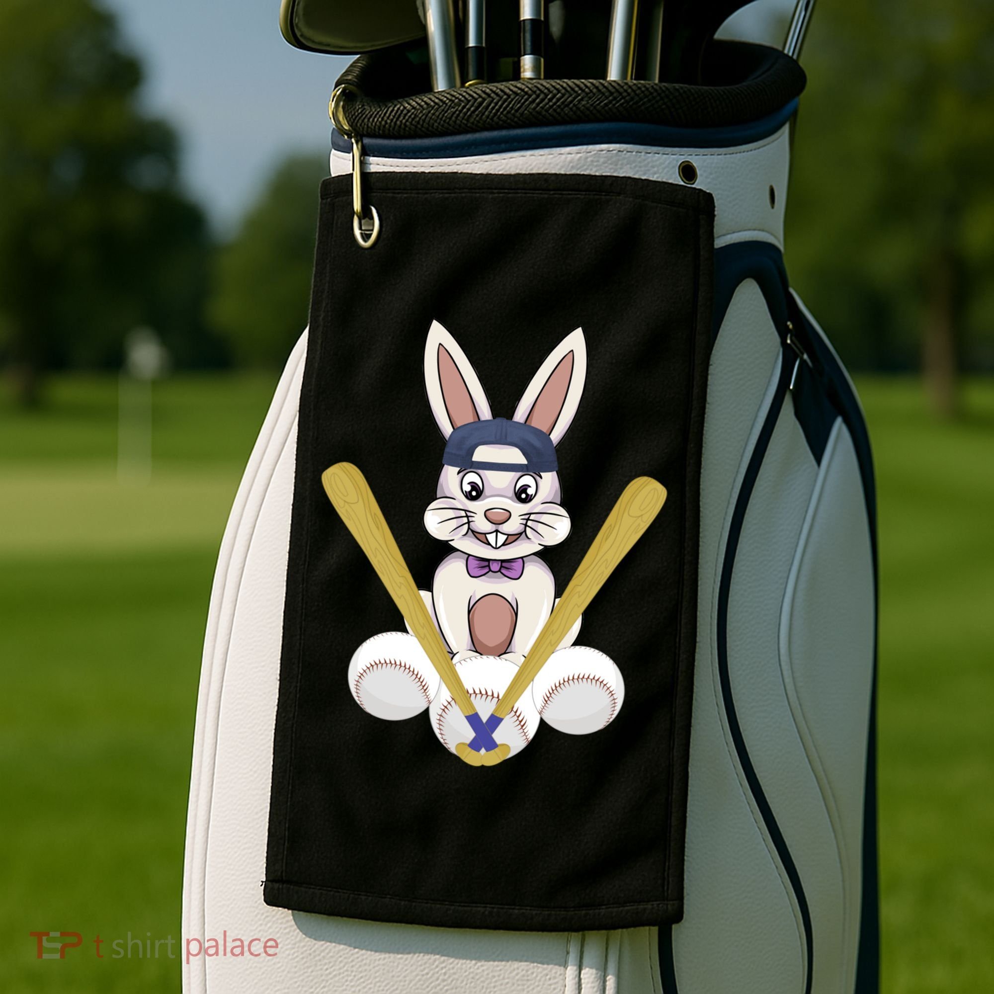 Funny Easter Bunny With Baseball Cap Baseball Lover Pitcher Funny Gift Golf Towel
