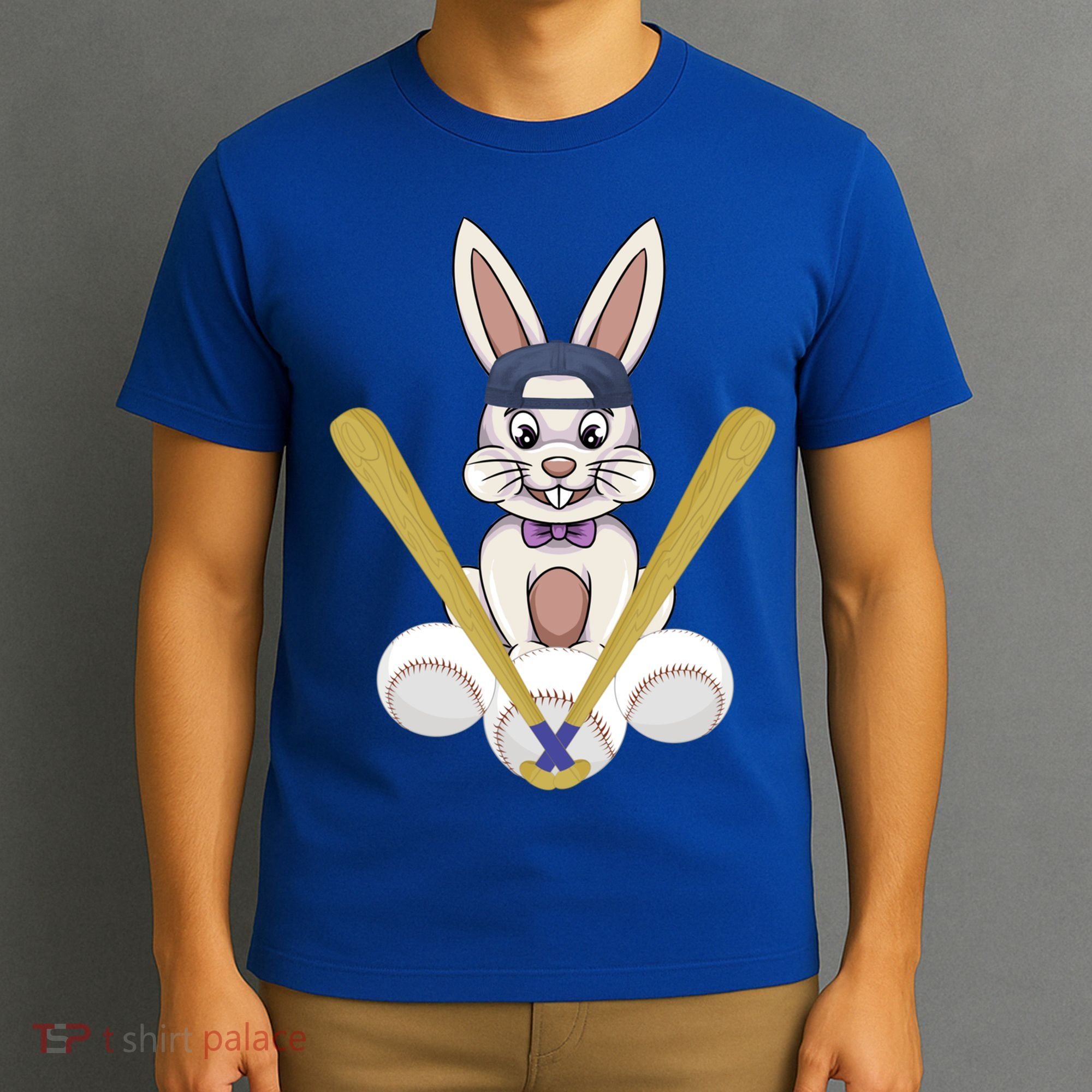 Funny Easter Bunny With Baseball Cap Baseball Lover Pitcher Funny Gift T-Shirt