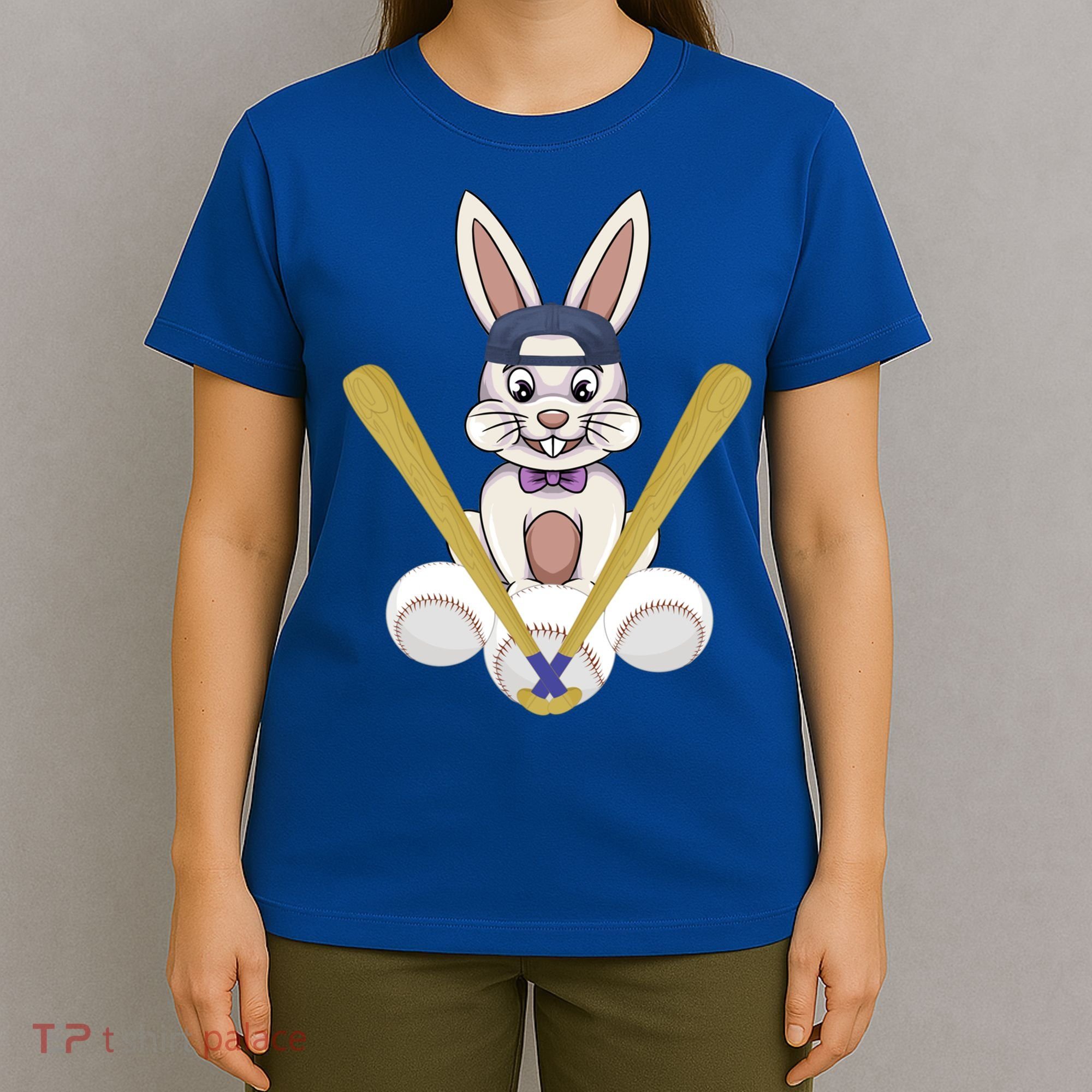 Funny Easter Bunny With Baseball Cap Baseball Lover Pitcher Funny Gift T-Shirt