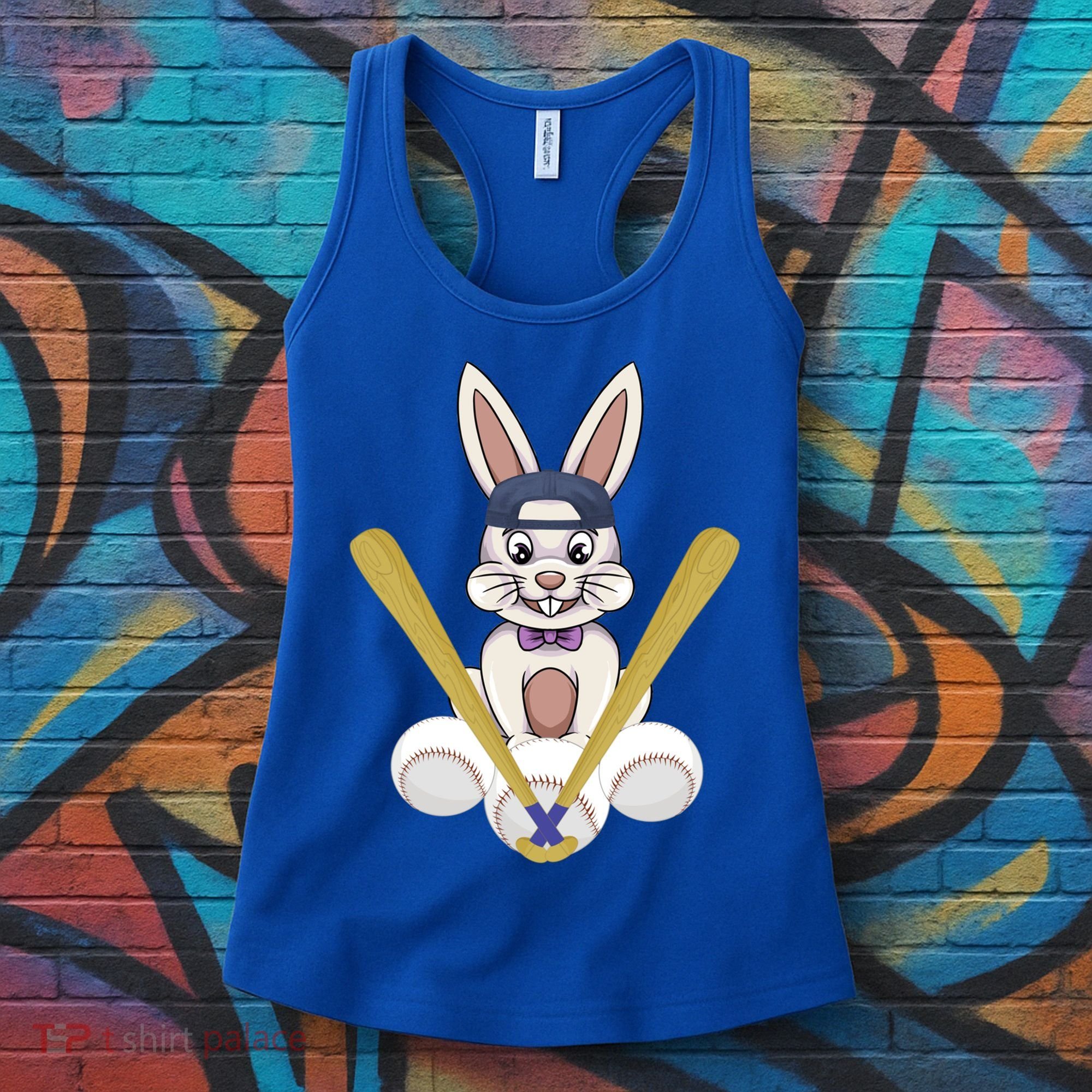 Funny Easter Bunny With Baseball Cap Baseball Lover Pitcher Funny Gift Women's Tank Top
