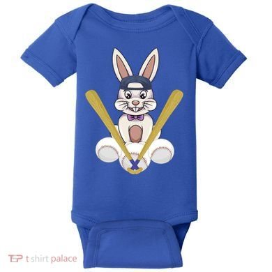 Funny Easter Bunny With Baseball Cap Baseball Lover Pitcher Funny Gift Baby Bodysuit