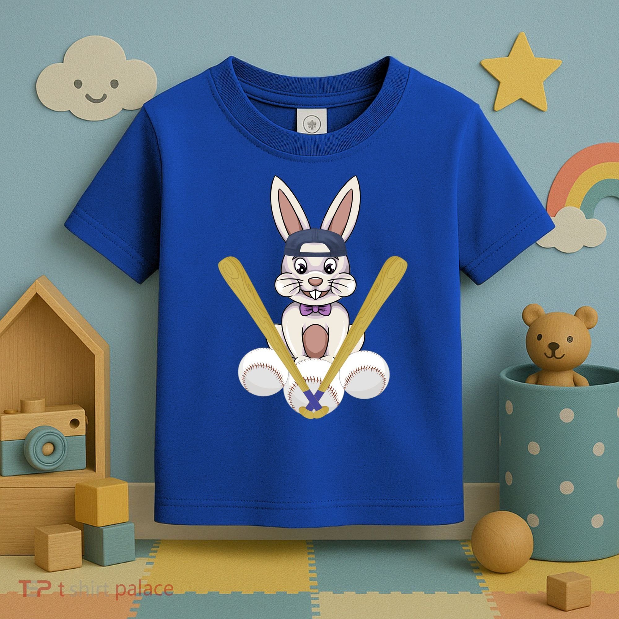 Funny Easter Bunny With Baseball Cap Baseball Lover Pitcher Funny Gift Toddler T-Shirt