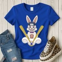 Funny Easter Bunny With Baseball Cap Baseball Lover Pitcher Funny Gift Women's T-Shirt thumb 3