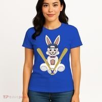 Funny Easter Bunny With Baseball Cap Baseball Lover Pitcher Funny Gift Women's T-Shirt thumb 4