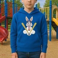 Funny Easter Bunny With Baseball Cap Baseball Lover Pitcher Funny Gift Kids Hoodie thumb 2