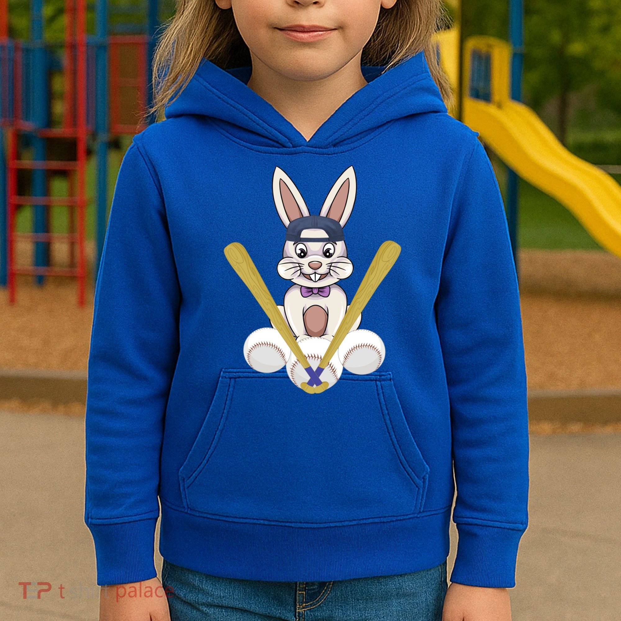 Funny Easter Bunny With Baseball Cap Baseball Lover Pitcher Funny Gift Kids Hoodie