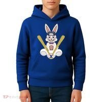 Funny Easter Bunny With Baseball Cap Baseball Lover Pitcher Funny Gift Kids Hoodie thumb 4