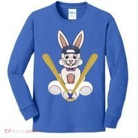 Funny Easter Bunny With Baseball Cap Baseball Lover Pitcher Funny Gift Kids Long Sleeve Shirt thumb 0