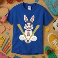 Funny Easter Bunny With Baseball Cap Baseball Lover Pitcher Funny Gift Kids T-Shirt thumb 3