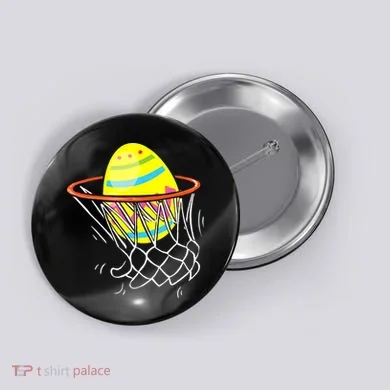 Funny Easter Basketball Egg Hunting Button