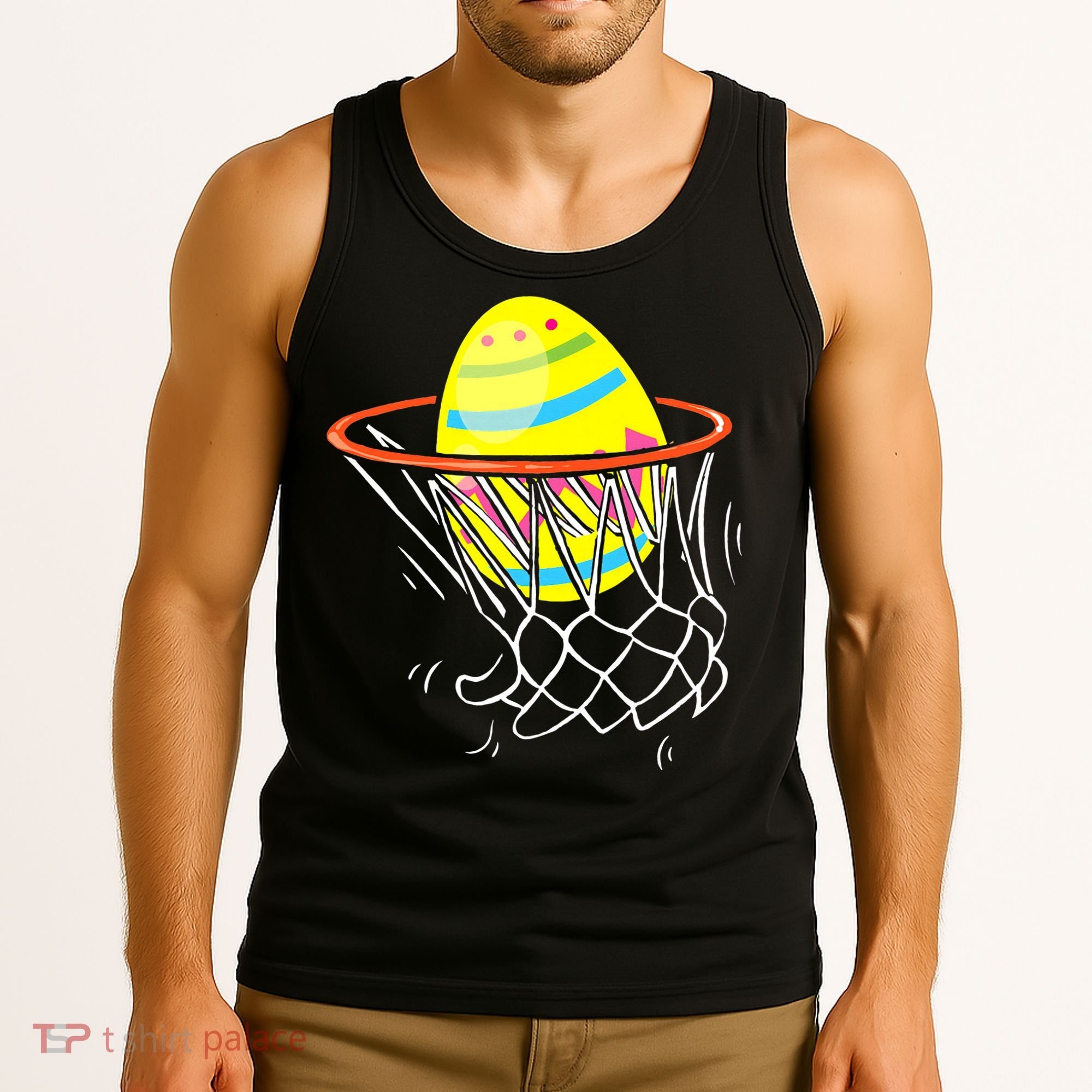 Funny Easter Basketball Egg Hunting Tank Top