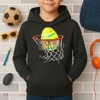 Funny Easter Basketball Egg Hunting Kids Hoodie thumb 2