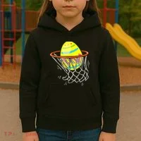 Funny Easter Basketball Egg Hunting Kids Hoodie thumb 3