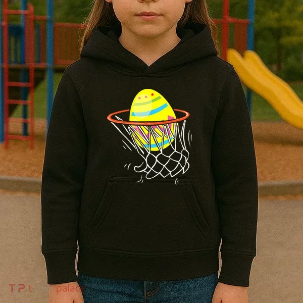 Funny Easter Basketball Egg Hunting Kids Hoodie