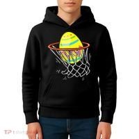 Funny Easter Basketball Egg Hunting Kids Hoodie thumb 4