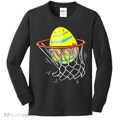 Funny Easter Basketball Egg Hunting Kids Long Sleeve Shirt