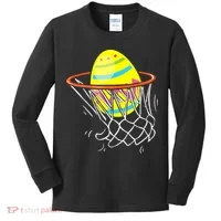 Funny Easter Basketball Egg Hunting Kids Long Sleeve Shirt thumb 0