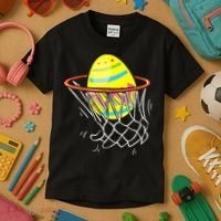 Funny Easter Basketball Egg Hunting Kids T-Shirt thumb 3