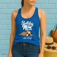 Funny English Bulldog Apparel Gift Funny Bulldog Mom Life Is Ruff Gift Women's Tank Top thumb 2