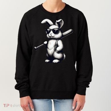 Funny Easter Bunny Playing Baseball Sports Baseball Player Women's Sweatshirt