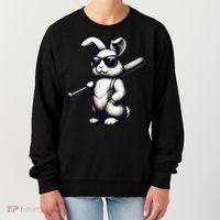 Funny Easter Bunny Playing Baseball Sports Baseball Player Women's Sweatshirt thumb 0