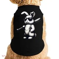 Funny Easter Bunny Playing Baseball Sports Baseball Player Doggie Tank thumb 0