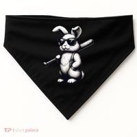 Funny Easter Bunny Playing Baseball Sports Baseball Player USA-Made Doggie Bandana thumb 0
