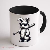 Funny Easter Bunny Playing Baseball Sports Baseball Player Coffee Mug thumb 1