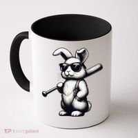 Funny Easter Bunny Playing Baseball Sports Baseball Player Coffee Mug thumb 0