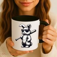 Funny Easter Bunny Playing Baseball Sports Baseball Player Coffee Mug thumb 3