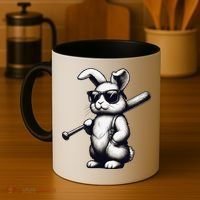 Funny Easter Bunny Playing Baseball Sports Baseball Player Coffee Mug thumb 4