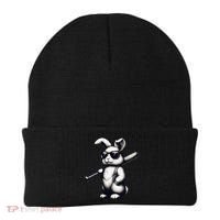 Funny Easter Bunny Playing Baseball Sports Baseball Player Beanie thumb 0