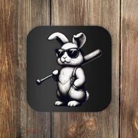 Funny Easter Bunny Playing Baseball Sports Baseball Player Coaster thumb 0