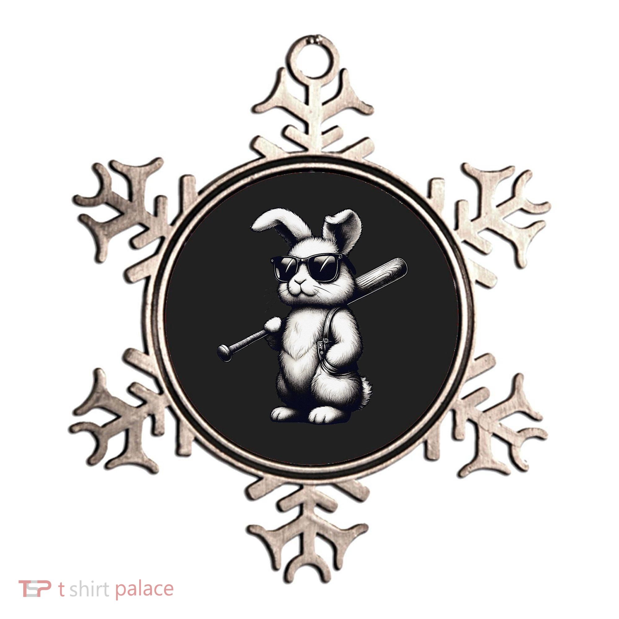 Funny Easter Bunny Playing Baseball Sports Baseball Player Ornament