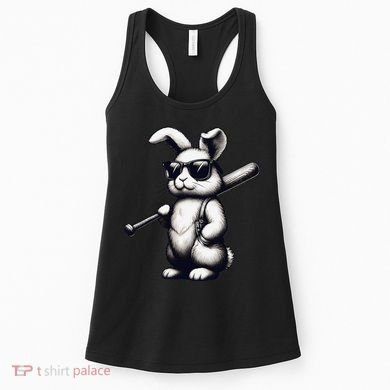 Funny Easter Bunny Playing Baseball Sports Baseball Player Women's Tank Top