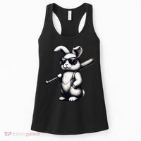Funny Easter Bunny Playing Baseball Sports Baseball Player Women's Tank Top thumb 0