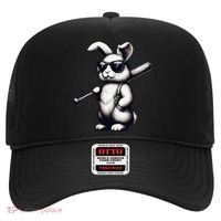Funny Easter Bunny Playing Baseball Sports Baseball Player Hat thumb 0