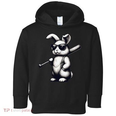 Funny Easter Bunny Playing Baseball Sports Baseball Player Toddler Hoodie