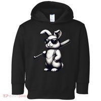 Funny Easter Bunny Playing Baseball Sports Baseball Player Toddler Hoodie thumb 0