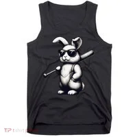 Funny Easter Bunny Playing Baseball Sports Baseball Player Tank Top thumb 0