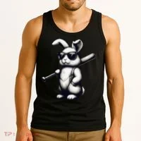 Funny Easter Bunny Playing Baseball Sports Baseball Player Tank Top thumb 3