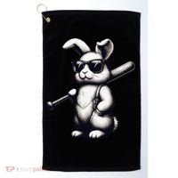 Funny Easter Bunny Playing Baseball Sports Baseball Player Golf Towel thumb 0