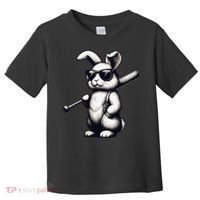 Funny Easter Bunny Playing Baseball Sports Baseball Player Toddler T-Shirt thumb 0