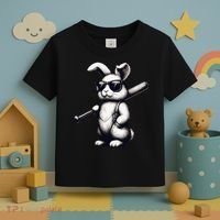 Funny Easter Bunny Playing Baseball Sports Baseball Player Toddler T-Shirt thumb 3