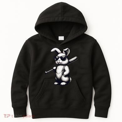 Funny Easter Bunny Playing Baseball Sports Baseball Player Kids Hoodie