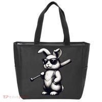 Funny Easter Bunny Playing Baseball Sports Baseball Player Tote Bag thumb 0